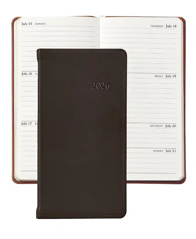 Graphic Image 2026 Traditional Leather Pocket Datebook In Brown