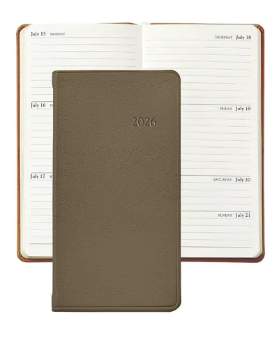 Graphic Image 2026 Traditional Leather Pocket Datebook In Brown
