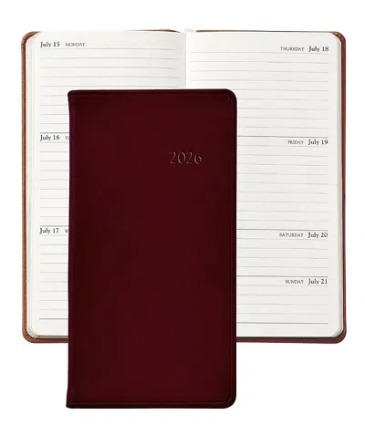 Graphic Image 2026 Traditional Leather Pocket Datebook In Burgundy