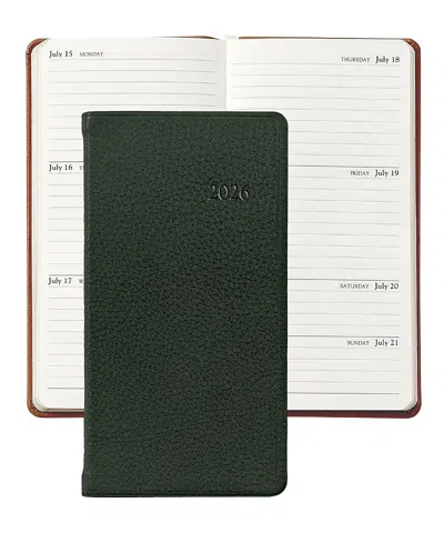 Graphic Image 2026 Traditional Leather Pocket Datebook In Green