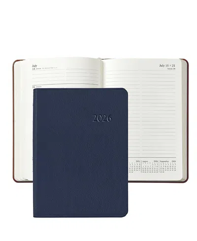 Graphic Image 2026 Traditional Leather Weekly Notebook In Blue