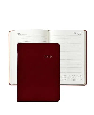 Graphic Image 2026 Traditional Leather Weekly Notebook In Burgundy