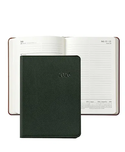 Graphic Image 2026 Traditional Leather Weekly Notebook In Green