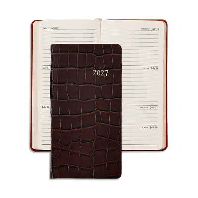 Graphic Image 2027 Croc Embossed Leather Pocket Datebook In Brown