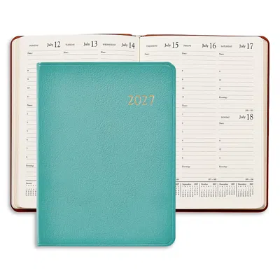 Graphic Image 2027 Leather Desk Diary In Blue