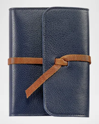 Graphic Image 7" Refillable Leather Wrap Journal In Blue