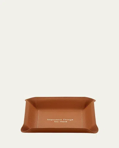Graphic Image Important Things Go Here Leather Valet Tray In Brown