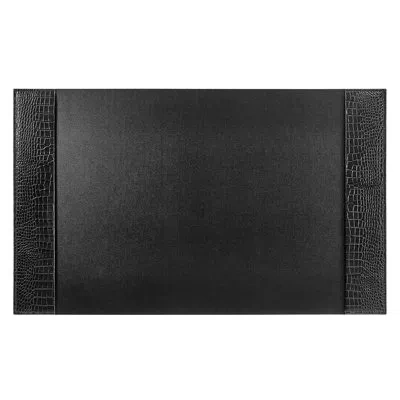 Graphic Image Large Blotter, Embossed Croc Leather In Black