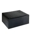 Graphic Image Large Croc-embossed Leather Box In Black