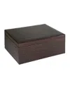 Graphic Image Large Croc-embossed Leather Box In Brown