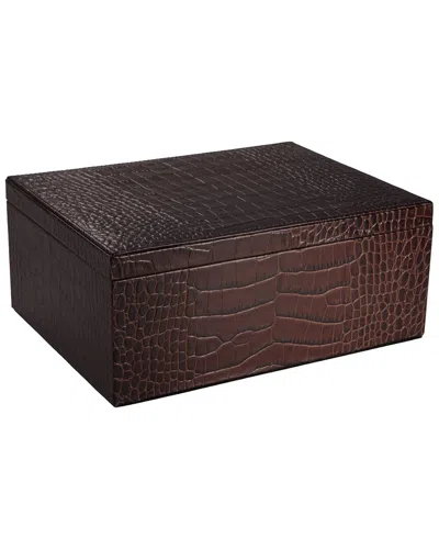 Graphic Image Large Leather Box In Brown