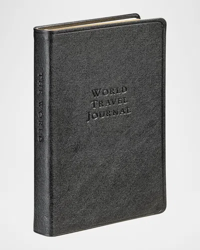 Graphic Image Leather-bound World Travel Journal In Black