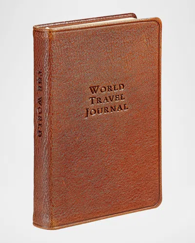 Graphic Image Leather-bound World Travel Journal In Brown