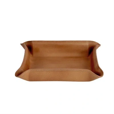 Graphic Image Leather Catchall Tray In Brown