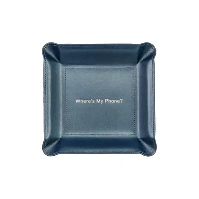 Graphic Image Leather Catchall Tray In Navy