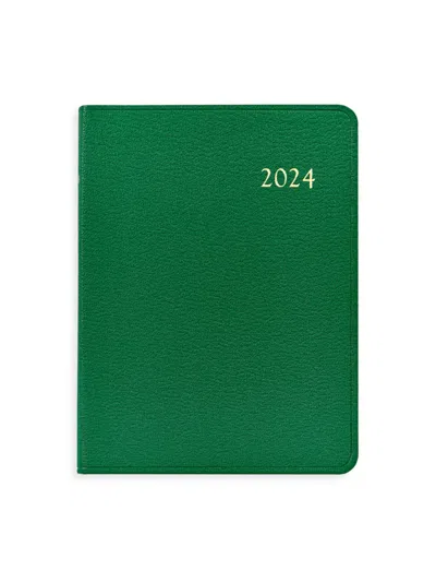 Graphic Image Leather Desk Diary In Kelly Green