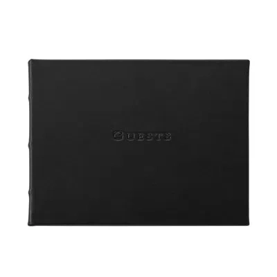 Graphic Image Leather Guest Book In Black