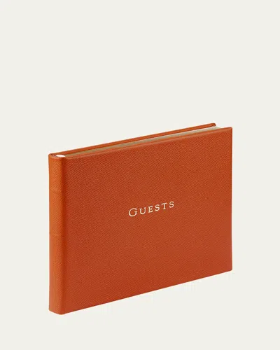 Graphic Image Leather Guest Book In Orange