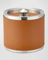 Graphic Image Leather Ice Bucket With Tongs In British Tan