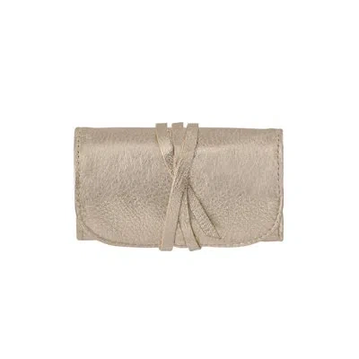 Graphic Image Leather Jewelry Roll In White Gold