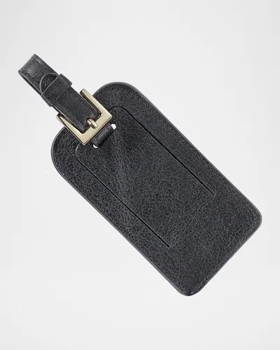 Graphic Image Leather Luggage Tag In Black
