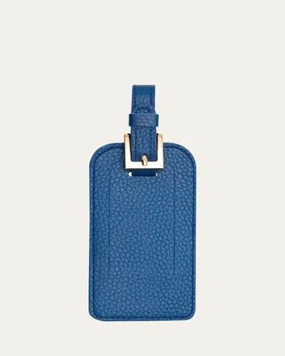 Graphic Image Leather Luggage Tag In Blue