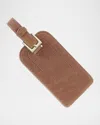 Graphic Image Leather Luggage Tag In Brown