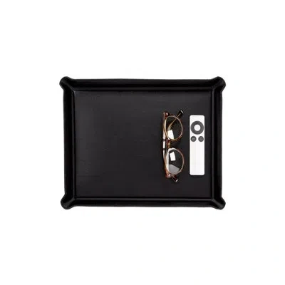 Graphic Image Leather Ottoman Tray In Black