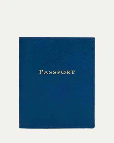Graphic Image Leather Passport Holder In Blue