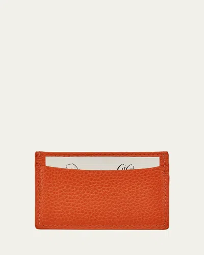 Graphic Image Leather Slim Card Case In Org