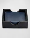 Graphic Image Leather Square Coasters, Set Of 4 In Blue