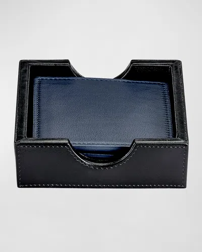 Graphic Image Leather Square Coasters, Set Of 4 In Blue