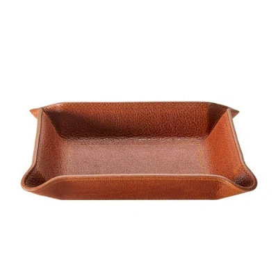 Graphic Image Leather Valet Tray In Brown