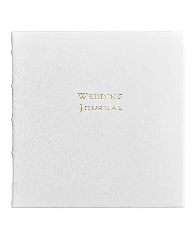 Graphic Image Leather Wedding Journal In White