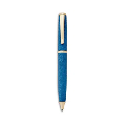 Graphic Image Leather Wrapped Refillable Pen In Blue