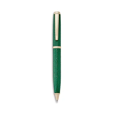 Graphic Image Leather Wrapped Refillable Pen In Green