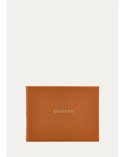 Graphic Image Leather-bound Guest Book In Brown