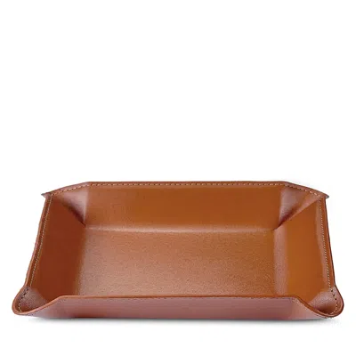 Graphic Image Medium Leather Valet Tray In Brown