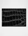Graphic Image Men's Alligator Leather Slim Bifold Wallet In Black