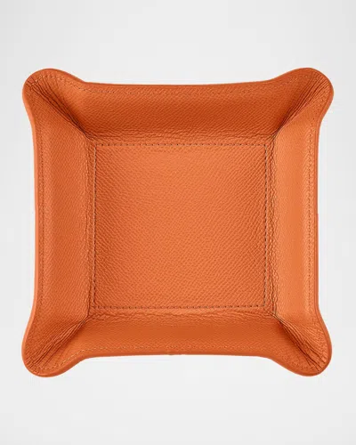 Graphic Image Men's Small Leather Catchall Tray In Orange