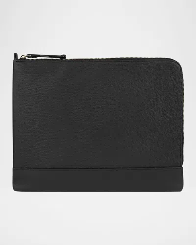 Graphic Image Men's Zip-around Leather Portfolio Case In Black