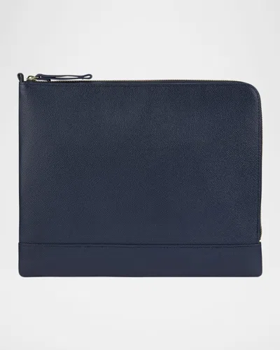 Graphic Image Men's Zip-around Leather Portfolio Case In Navy