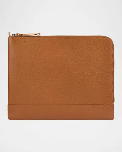 Graphic Image Men's Zip-around Leather Portfolio Case In Tan