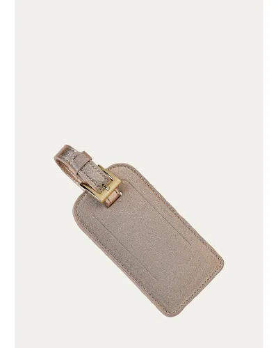 Graphic Image Metallic Leather Luggage Tag In Brown