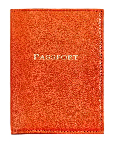 Graphic Image Leather Passport Cover In Orange
