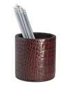 Graphic Image Croc-embossed Pencil Cup In Brown