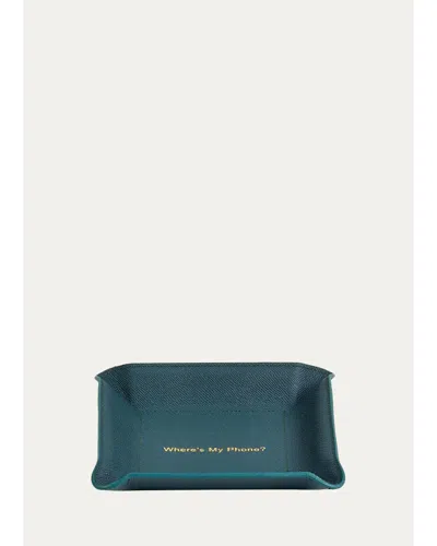 Graphic Image Printed Velvet Leather Tray In Green