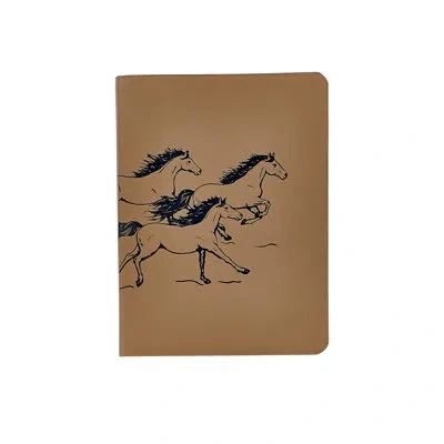 Graphic Image Running Horses Leather Journal In Taupe