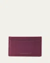 Graphic Image Slim Leather Card Case In Burgundy