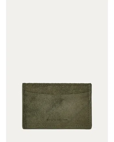 Graphic Image Slim Suede Card Case In Green